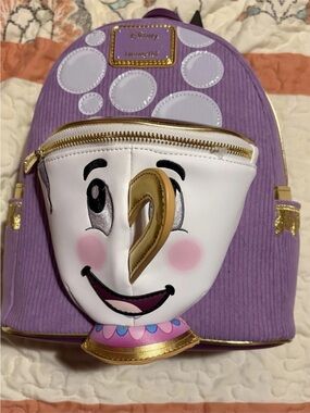Loungefly Lavender & White Chip Mini Backpack with Gold Trim